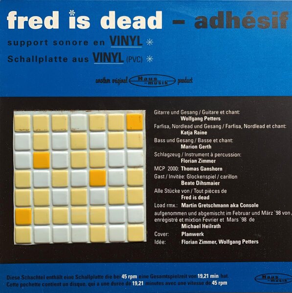 Fred Is Dead - Adhésif [LP] | Hausmusik  - hm 027 | Germany, 1998 | NM/EX