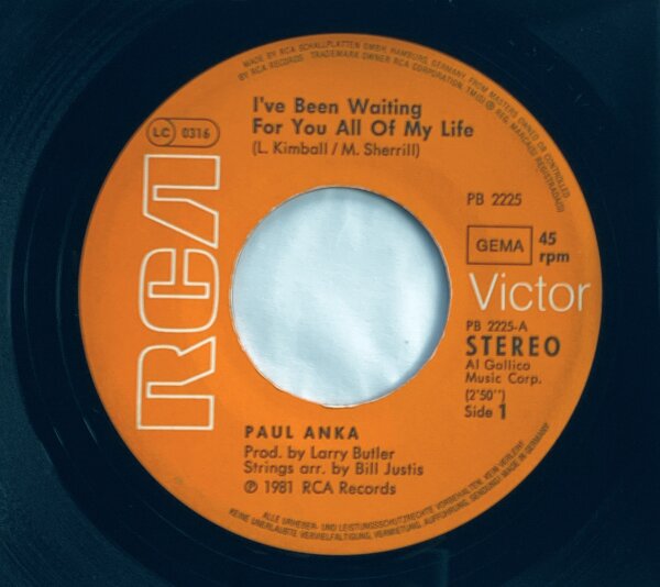 Paul Anka - Ive Been Waiting For You All Of My Life [Vinyl 7 Single]