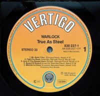 Warlock - True As Steel [LP] | Vertigo - 830 237-1 |...
