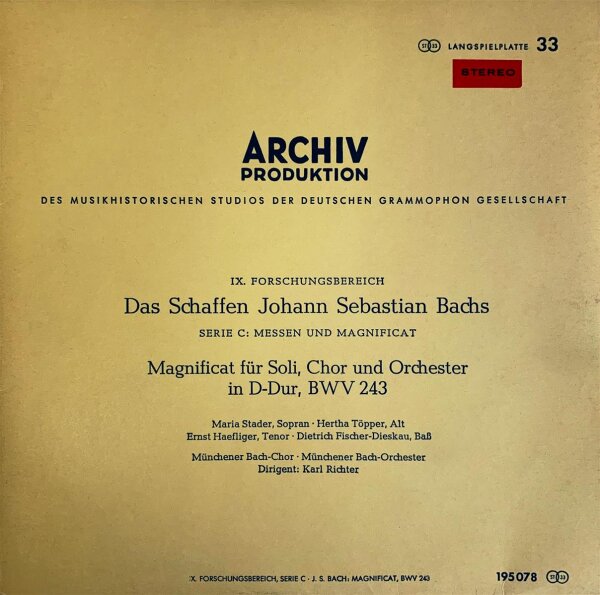 Johann Sebastian Bach - Magnificat Für Soli, Chor Und Orchester In D-Dur, BWV 243 [Vinyl LP]