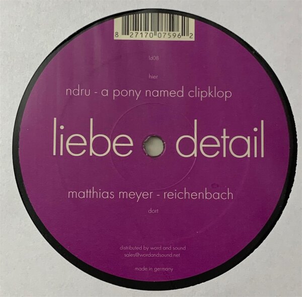 Matthias Meyer / Ndru - Reichenbach / A Pony Named Clipklop [12 Maxi] | liebe*detail - ld08 | Germany, 2005 | EX/VG