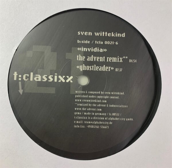 Sven Wittekind - Invidia [12 Maxi] | T:Classixx - TCLA 0021-6 | Germany, 2007 | NM/EX