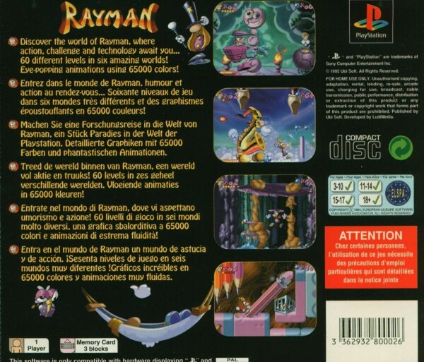 Jeu Rayman PlayStation 1 - Jeux vidéo