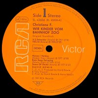 David Bowie - Original Soundtrack Zum Film "Christiane F. Wir Kinder Vom Bahnhof Zoo" [LP] | RCA - BL 43606 | Germany, 1981 | VG-/VG