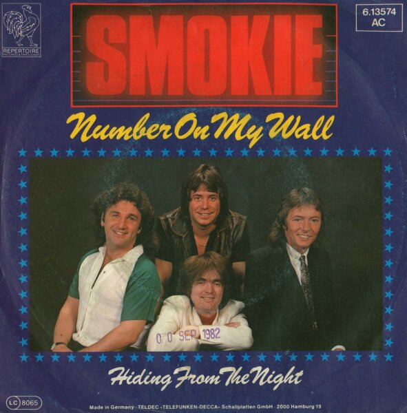 Smokie - Number On My Wall / Hiding From The Night [7 Vinyl Single] | Repertoire Records | VG/VG